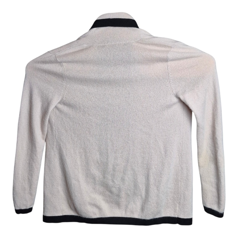 Neiman Marcus Women's S 100% Cashmere Cardigan‎ Soft Pink Blush Trim Sweater - Picture 3 of 6